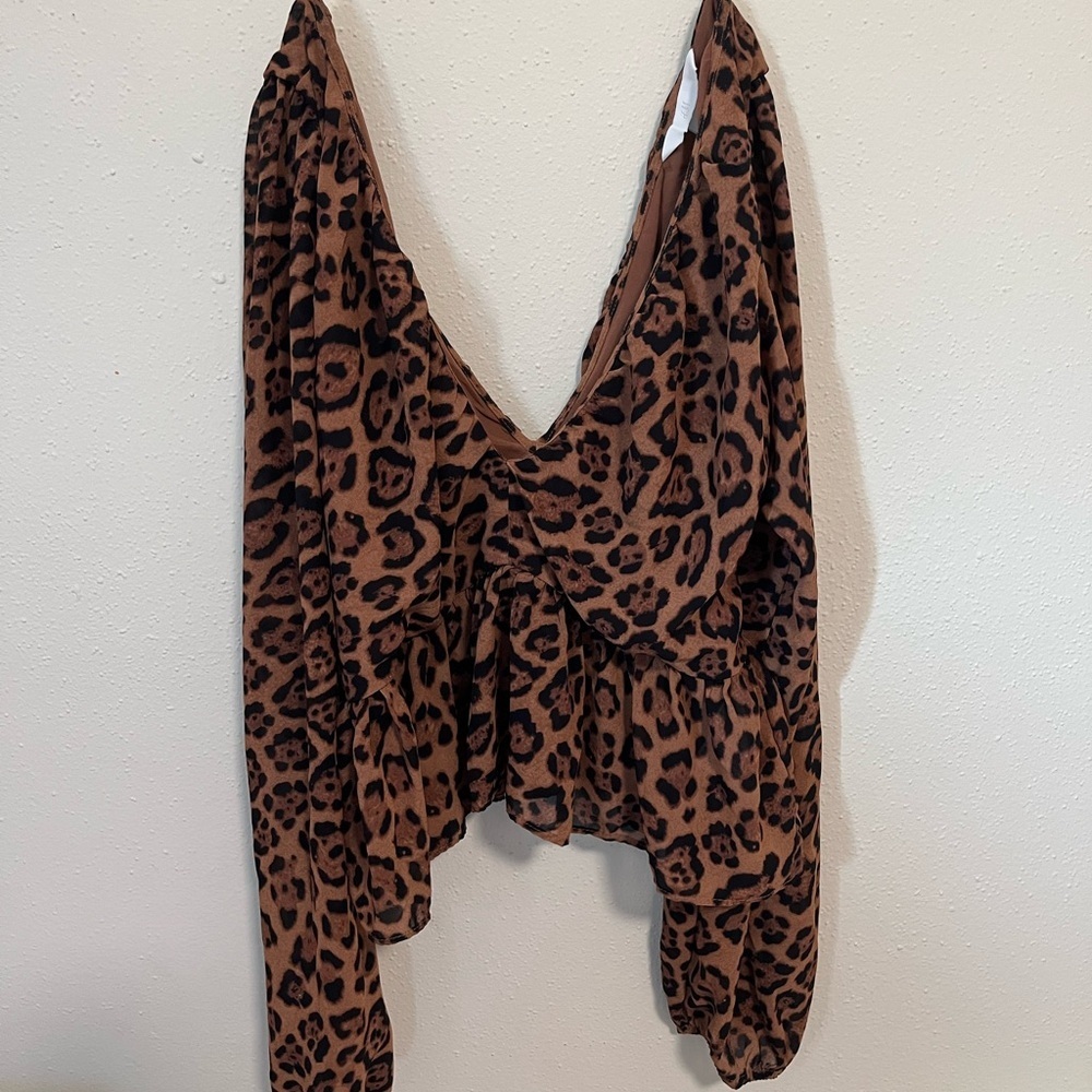 H&M Brown Leopard Print Blouse - Picture 5 of 6